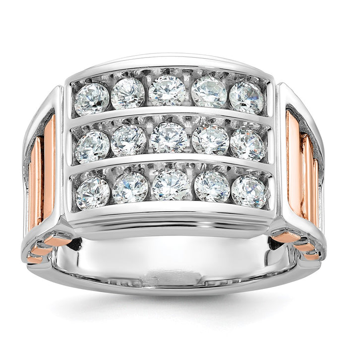 IBGoodman 14k White and Rose Gold Men's Polished and Cut-Out 3-Row Ring Mounting (B64055-4WR)