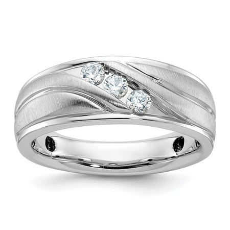 IBGoodman 14k White Gold Polished and Grooved Men's Ring Mounting (B64056-4W)