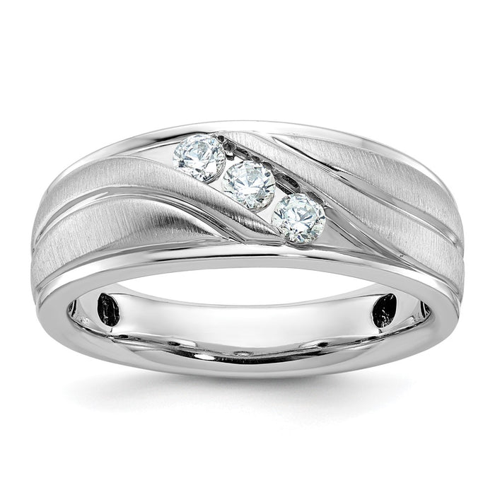 IBGoodman 14k White Gold Polished and Grooved Men's Ring Mounting (B64056-4W)
