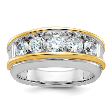 14k Two-tone IBGoodman Men's Polished 5-Stone Ring Mounting (B64061-4WY)