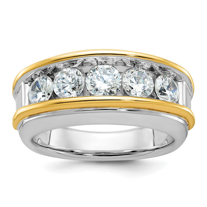14k Two-tone IBGoodman Men's Polished 5-Stone Ring Mounting (B64061-4WY)