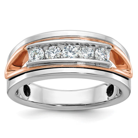 IBGoodman 14k Rose and White Gold Men's Polished Cut-Out 5-Stone Ring Mounting (B64082-4WR)