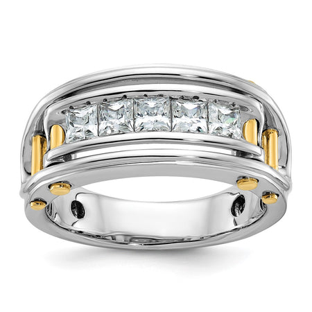 IBGoodman 14k Two-tone Men's Polished and Cut-Out Square 5-Stone Ring Mounting (B64086-4WY)