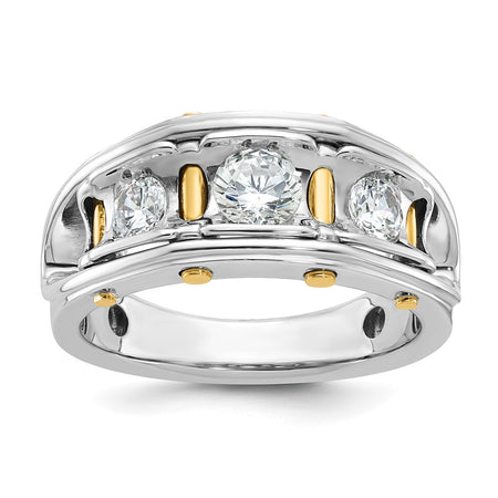 14k Two-tone IBGoodman Men's Polished 3-Stone Ring Mounting (B64091-4WY)
