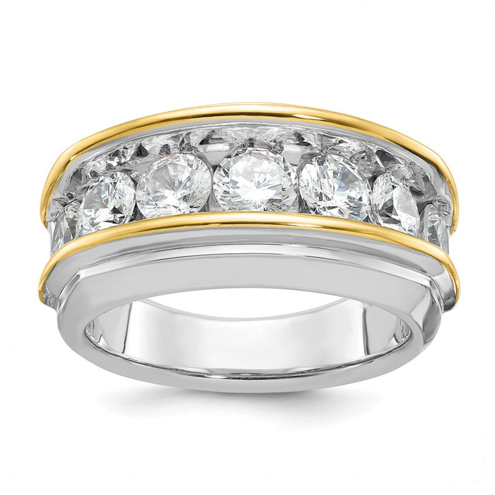 14k Two-tone IBGoodman Men's Polished 7-Stone Ring Mounting (B64096-4WY)