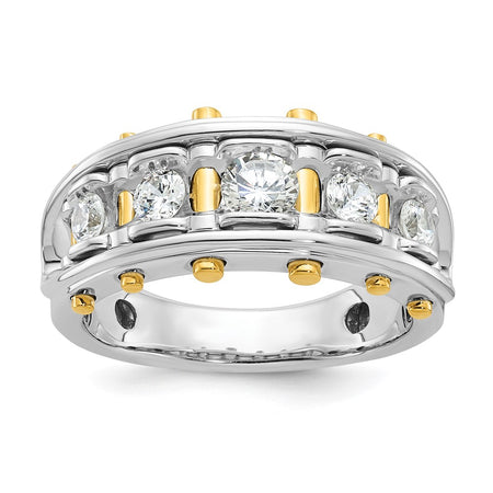 IBGoodman 14k Two-tone Men's Polished and Cut-Out 5-Stone Ring Mounting (B64098-4WY)