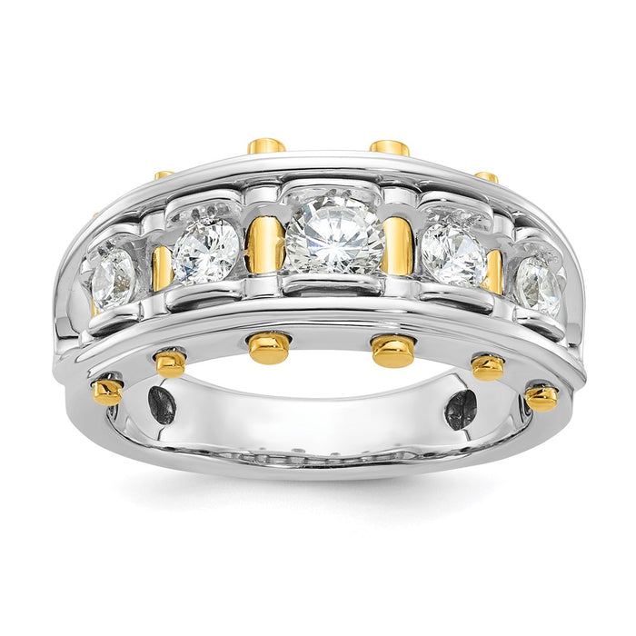 IBGoodman 14k Two-tone Men's Polished and Cut-Out 5-Stone Ring Mounting (B64098-4WY)