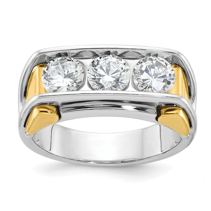 14k Two-tone IBGoodman Men's Polished 3-Stone Ring Mounting (B64102-4WY)