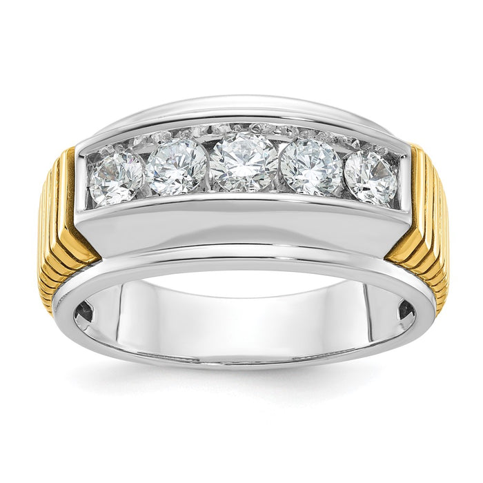 IBGoodman 14k Two-tone Men's Polished and Textured 5-Stone Ring Mounting (B64105-4WY)