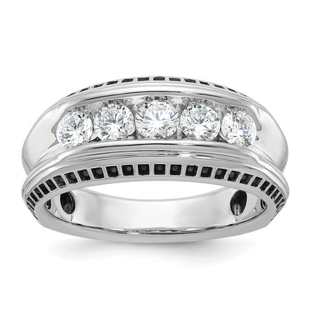 IBGoodman 14k White Gold Men's Polished and Textured 5-Stone Ring Mounting (B64107-4W)