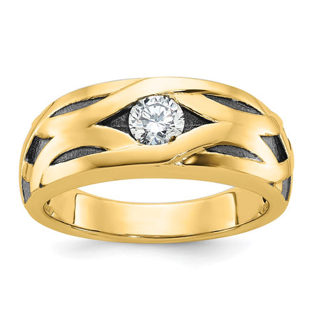 14k IBGoodman Men's Polished Satin and Grooved Ring Mounting (B64108-4Y)