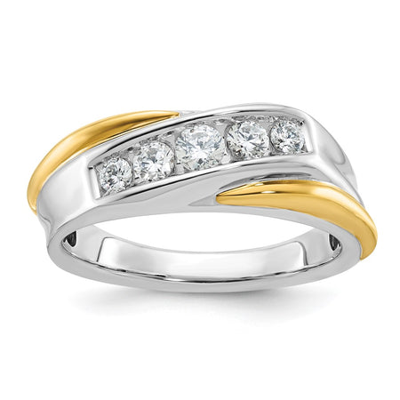 IBGoodman 14k Two-tone Men's Polished and Grooved 5-Stone Ring Mounting (B64110-4WY)