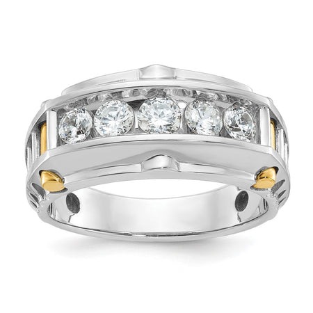 IBGoodman 14k Two-tone Men's Polished and Textured 5-Stone Ring Mounting (B64111-4WY)