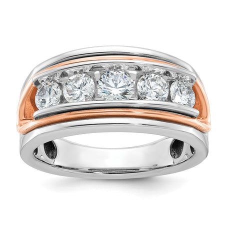 IBGoodman 14k White and Rose Gold Men's Polished and Cut-Out 5-Stone Ring Mounting (B64120-4WR)