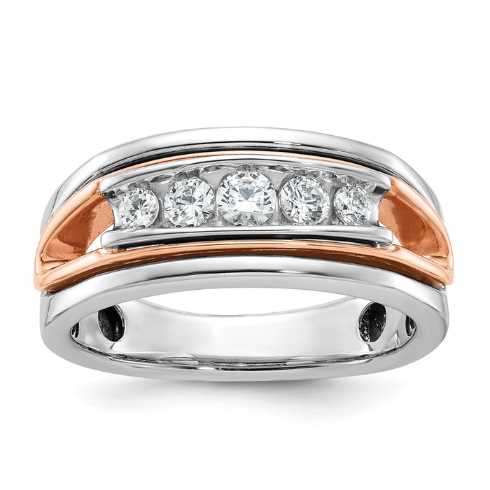 IBGoodman 14k Rose and White Gold Men's Polished Cut-Out 5-Stone Ring Mounting (B64129-4WR)