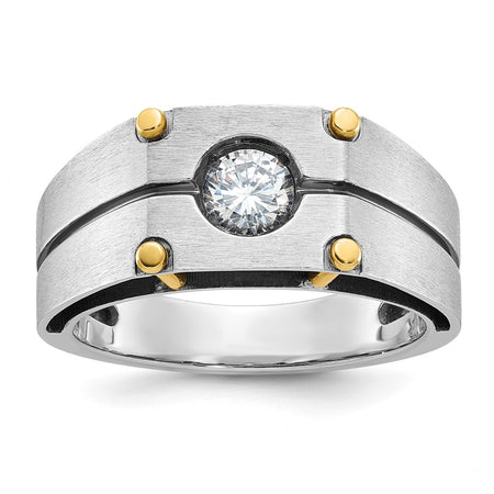 14k Two-tone IBGoodman Men's Polished and Satin Diamond Ring Mounting (B64144-4WY)