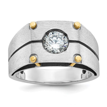 14k Two-tone IBGoodman Men's Polished and Satin Diamond Ring Mounting (B64145-4WY)
