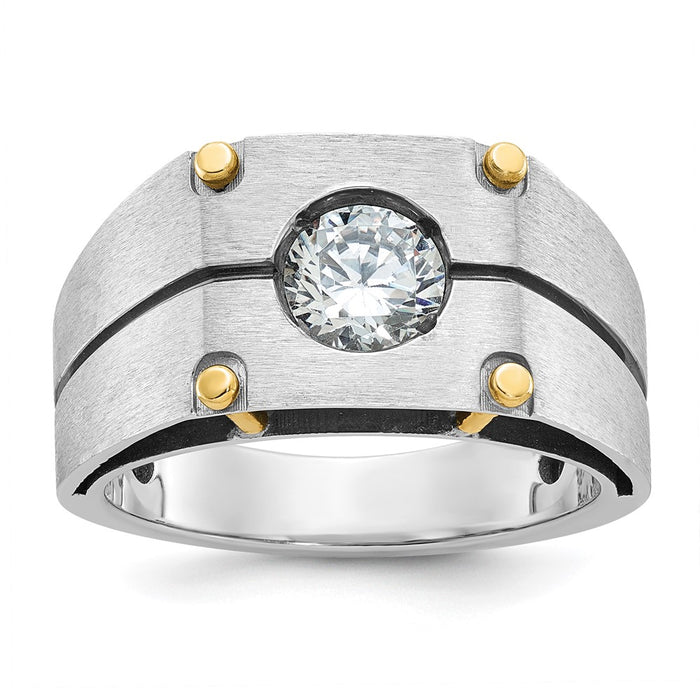 14k Two-tone IBGoodman Men's Polished and Satin Diamond Ring Mounting (B64145-4WY)