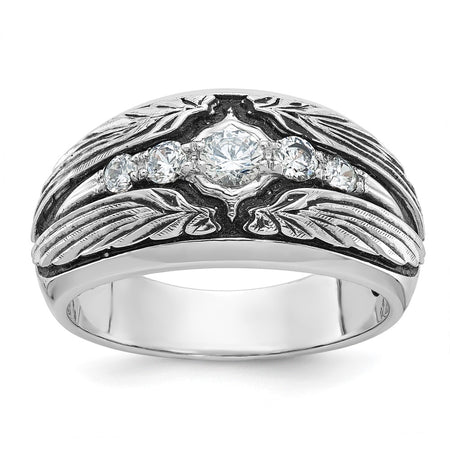IBGoodman 14k White Gold Men's Polished and Textured 5-Stone Ring Mounting (B64158-4W)