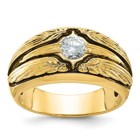 10k IBGoodman Men's Polished and Textured Solitaire Ring Mounting (B64159-0Y)