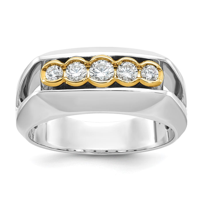 IBGoodman 14k Two-tone Men's Polished Graduated 5-Stone Ring Mounting (B64166-4WY)
