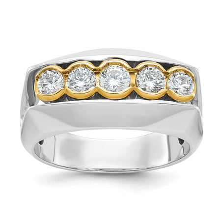 IBGoodman 14k Two-tone Men's Polished Graduated 5-Stone Ring Mounting (B64167-4WY)