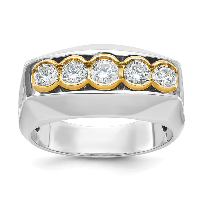IBGoodman 14k Two-tone Men's Polished Graduated 5-Stone Ring Mounting (B64167-4WY)