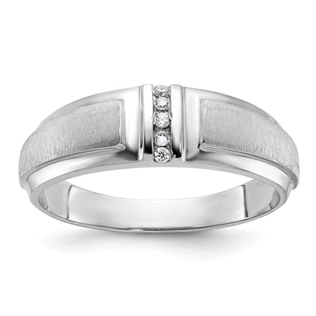 IBGoodman 10k White Gold Men's Polished and Satin 3-Stone Ring Mounting (B64188-0W)