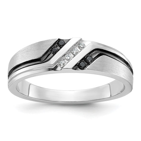 IBGoodman 14k White Gold Polished Satin and Grooved Men's Ring Mounting (B64195-4W)