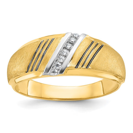 14k IBGoodman Men's Polished Grooved and Satin Ring Mounting (B64198-4Y)