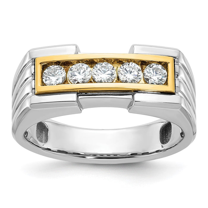 IBGoodman 14k Two-tone Men's Polished and Grooved 5-Stone Ring Mounting (B64236-4WY)
