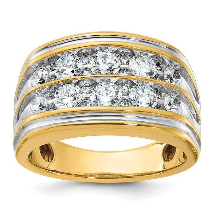 14k IBGoodman Men's Polished and Grooved 2-Row Ring Mounting (B64246-4YW)