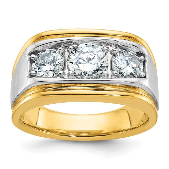 IBGoodman 14k Two-tone Men's Polished and Satin 3-Stone Ring Mounting (B64249-4YW)