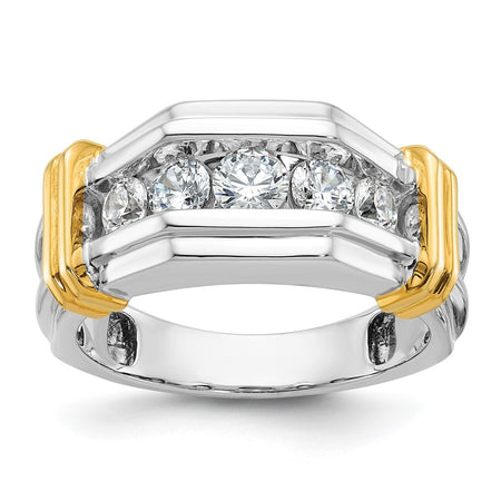 IBGoodman 14k Two-tone Five Stone Polished and Grooved Men's Ring Mounting (B64254-4WY)
