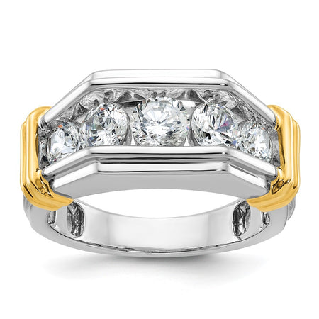 IBGoodman 14k Two-tone Men's Polished and Grooved 5-Stone Ring Mounting (B64255-4WY)