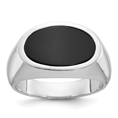 14k White Gold IBGoodman Men's East-West Oval Onyx Ring Mounting (B84109-4W)