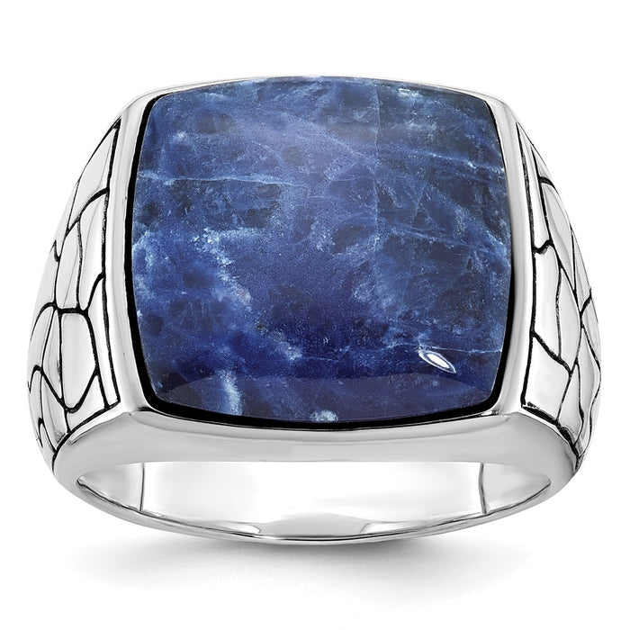 14k White Gold IBGoodman Men's Sodalite Ring Mounting (B84203-4W)