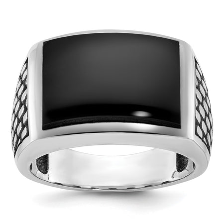 14k White Gold IBGoodman Men's Polished & Textured Ring Mounting (B84262-4W)