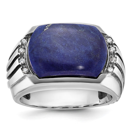 14k White Gold with Black Rhodium IBGoodman Men's Lapis and Diamond Ring Mounting (B84266-4W)
