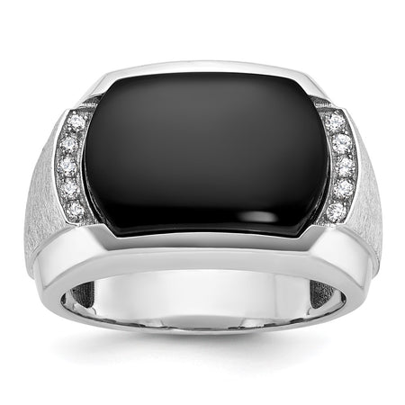 IBGoodman 14k White Gold Men's Polished and Satin Gemstone Ring Mounting (B84341-4W)