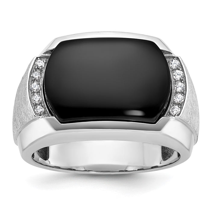 IBGoodman 14k White Gold Men's Polished and Satin Gemstone Ring Mounting (B84341-4W)