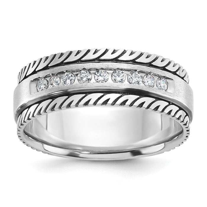 14k White Gold IBGoodman Men's Polished & Satin Ring Mounting (B84345-4W)