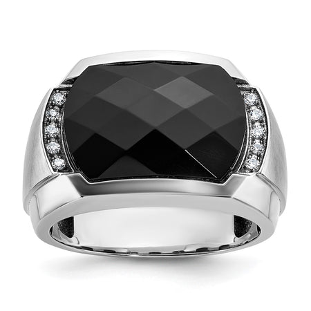 IBGoodman 14k White Gold Men's Polished and Satin Gemstone Ring Mounting (B84379-4W)