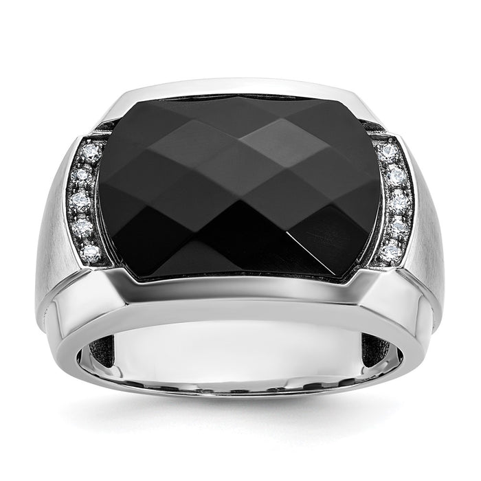 IBGoodman 14k White Gold Men's Polished and Satin Gemstone Ring Mounting (B84379-4W)