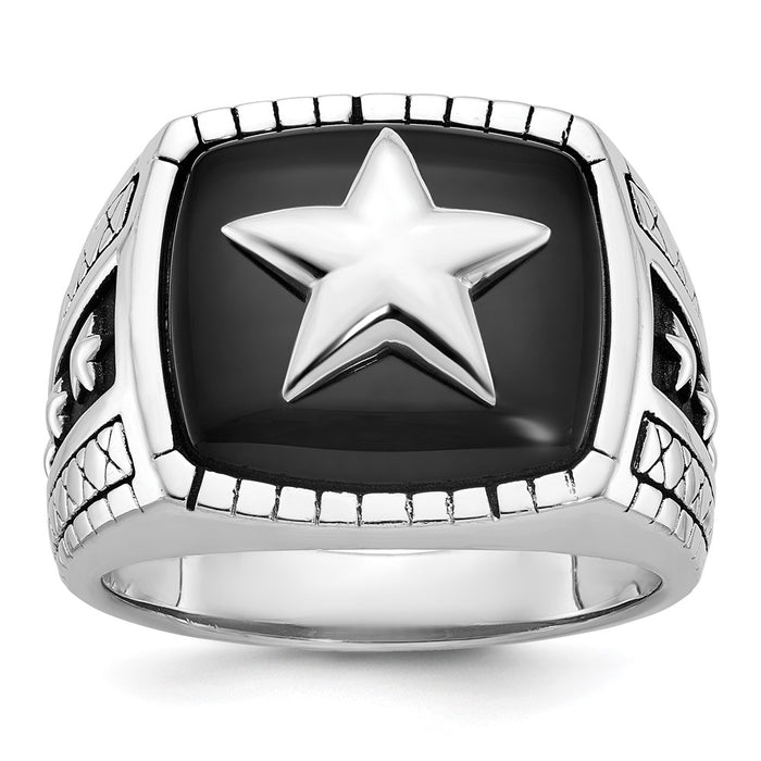 14k White Gold IBGoodman Men's Onyx Star Ring Mounting (B84386-4W)