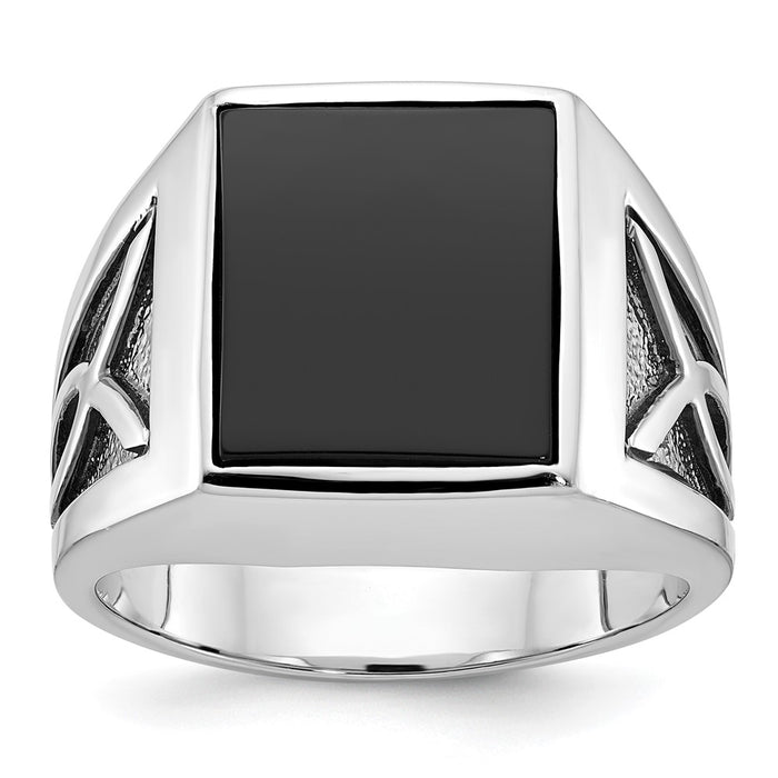 14k White Gold IBGoodman Men's Onyx Ring Mounting (B84492-4W)