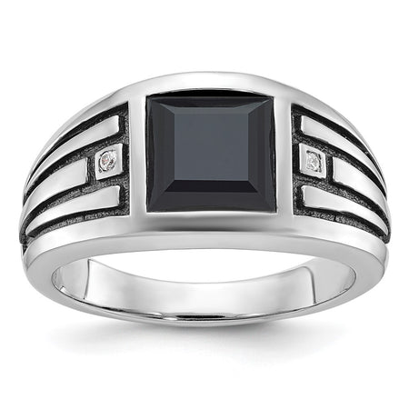 14k White Gold IBGoodman Men's Onyx and Diamond Ring Mounting (B84538-4W)