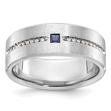 14k White Gold IBGoodman Men's Satin Sapphire/Diamond Ring Mounting (B84637-4W)