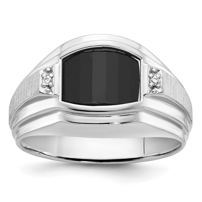 14k White Gold IBGoodman Men's Satin Onyx and Diamond Ring Mounting (B84652-4W)