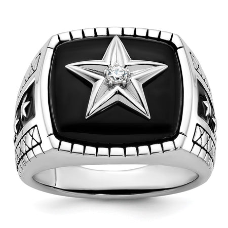 14k White Gold IBGoodman Men's Onyx and Diamond Star Ring Mounting (B84938-4W)